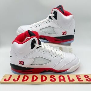 Nike Air Jordan 5 Retro Fire Red Black Tongue 2025 GS Size 6Y HQ7980-101 New